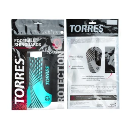 Щитки футбольные TORRES Pro, FS2308L, р.L, без голеностопа, без заст., эласт.чулок, черно-бирюзовый