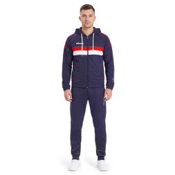 Костюм спорт. муж. с капюш. MIKASA MT550/701-083-XL, р. XL, 100% полиэстер, темносине-белый