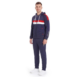 Костюм спорт. муж. с капюш. MIKASA MT550/701-083-XL, р. XL, 100% полиэстер, темносине-белый