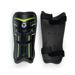 Щитки футбольные TORRES Training, FS2306L,р.L, без голеностопа, две заст. на лип, черно-салатовый