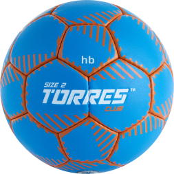 Мяч ганд. TORRES Club, H32442, р.2, ПУ, 5 подкл. слоев, руч. сшивка, синий