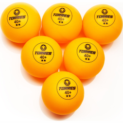 Мяч для наст  тенниса TORRES Club 2*, TT23013, диам  40+ мм, упак  6 шт, оранжевый