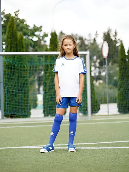 Детская футбольная форма KELME Short Sleeve Football Set Kids (White/Blue)
