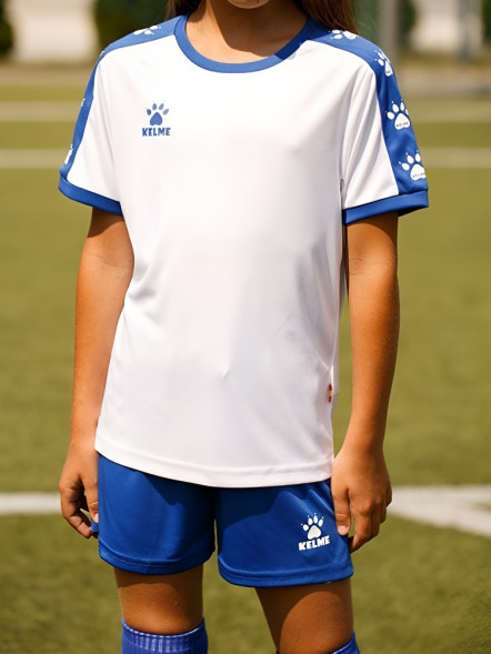 Детская футбольная форма KELME Short Sleeve Football Set Kids (White/Blue)