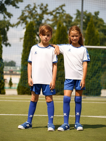 Детская футбольная форма KELME Short Sleeve Football Set Kids (White/Blue)