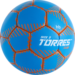 Мяч ганд. TORRES Club, H32443, р.3, ПУ, 5 подкл. слоев, руч. сшивка, синий