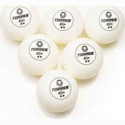Мяч для наст  тенниса TORRES Club 2*, TT23014, диам  40+мм, упак  6 шт, белый