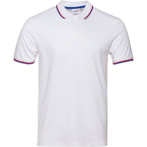 Рубашка поло мужская триколор STAN хлопок/полиэстер 185, 04RUS