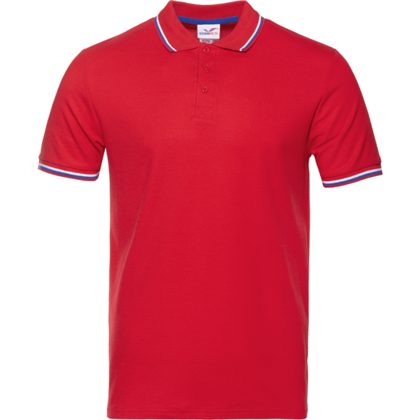 Рубашка поло мужская триколор STAN хлопок/полиэстер 185, 04RUS