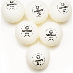 Мяч для наст  тенниса TORRES Profi 3*, TT23012, диам  40+мм, упак  6 шт, белый