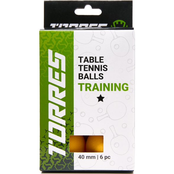 Мяч для наст  тенниса TORRES Training 1*, TT23015, диам  40+ мм, упак  6 шт, оранж