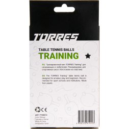 Мяч для наст  тенниса TORRES Training 1*, TT23015, диам  40+ мм, упак  6 шт, оранж