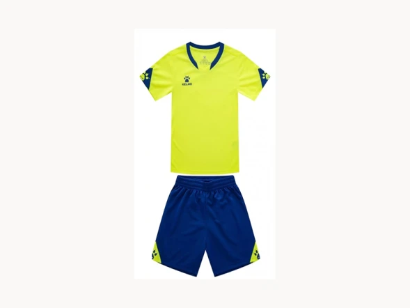 Детская футбольная форма KELME Short Sleeve Football Uniform (Citric/Blue)