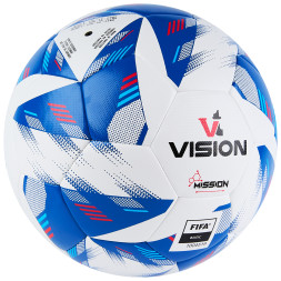 Мяч футб. VISION Mission, FV324075,р.5, FIFA Basic,PU, 32 пан, гибрид. сшив.,бел-синий