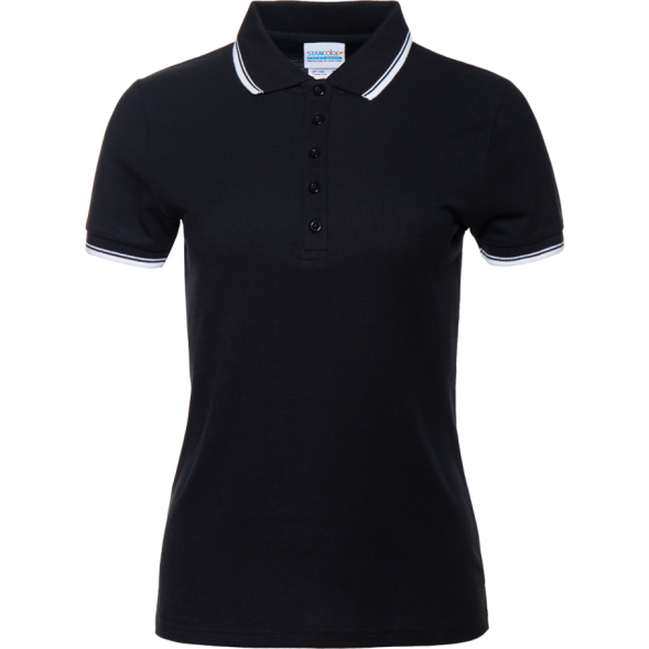 Рубашка поло женская STAN с окантовкой хлопок/полиэстер 185, 04BK