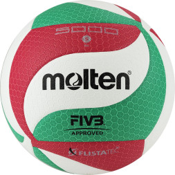 Мяч вол. MOLTEN V5M5000-DE р. 5, FIVB Approved, 18 панелей, ПУ Microfiber,клеен, бел.-кр.-зел.