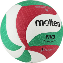 Мяч вол. MOLTEN V5M5000-DE р. 5, FIVB Approved, 18 панелей, ПУ Microfiber,клеен, бел.-кр.-зел.
