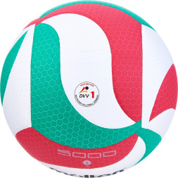Мяч вол. MOLTEN V5M5000-DE р. 5, FIVB Approved, 18 панелей, ПУ Microfiber,клеен, бел.-кр.-зел.