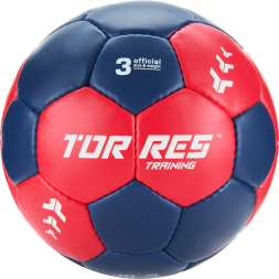 Мяч ганд. TORRES Training, H32453, р.3, ПУ, 4 подкл. слоя, руч. сшивка, сине-красный