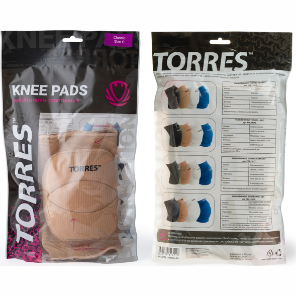 Наколенники спортивные TORRES Classic PRL11016M-01, размер M, белые