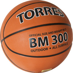 Мяч баск. TORRES BM300, B02013, р.3, резина, нейлон. корд, бут. камера, коричневый