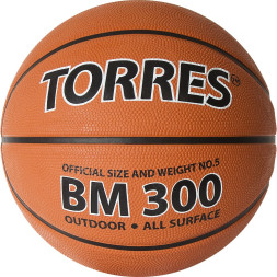Мяч баск. TORRES BM300, B02013, р.3, резина, нейлон. корд, бут. камера, коричневый