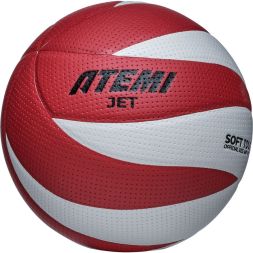 Мяч волейбольный Atemi JET (N), синтетическая кожа PU Soft, бел/красн, 12 п,окруж 65-67, клееный