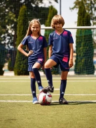 Детская футбольная форма KELME Short Sleeve Football Kid (Dark Blue/Pink)