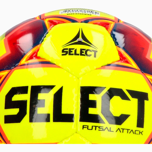 Мяч футзал. SELECT Futsal Attack V24, 3883446563, р.4, 32п, ПУ, руч.сш, желто-красный