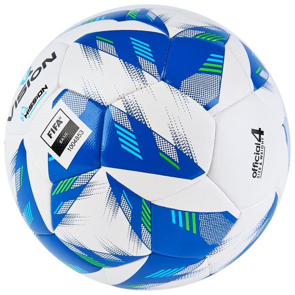 Мяч футб. VISION Mission, FV324074,р.4, FIFA Basic, PU, 32 пан, гибрид.,бело-синий