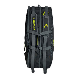 Сумка-чехол HEAD Base Racquet Bag M, 261413-BKNY, с карманом, на 6 тен.ракеток, черно-салатовый