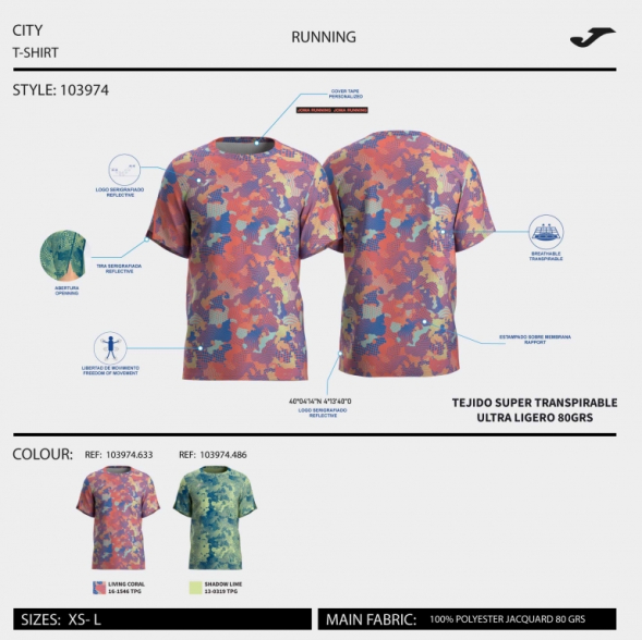 CAMISETA MANGA CORTA R-CITY CORAL