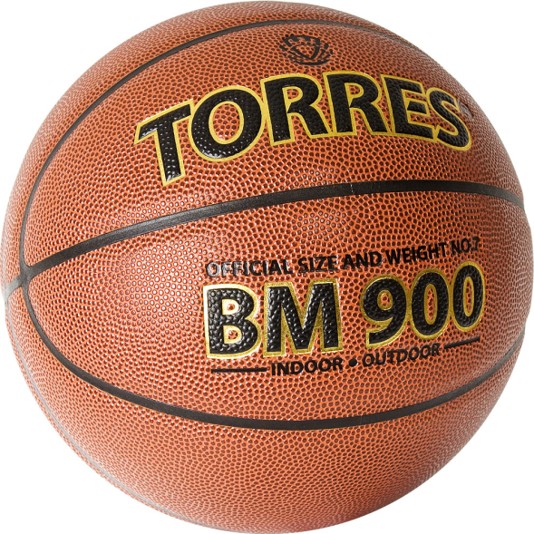 Мяч баск. TORRES BM900, B32037, р.7, ПУ-композит, нейлон.корд, бутил. камера, коричневый