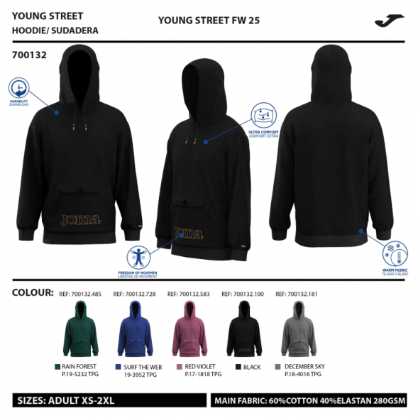 SUDADERA CON CAPUCHA U-TRIBE NEGRO