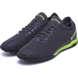 Бутсы футбольные ATEMI, SBA-003 TURF KIDS, цв. серый/ ярко-салатовый (28)