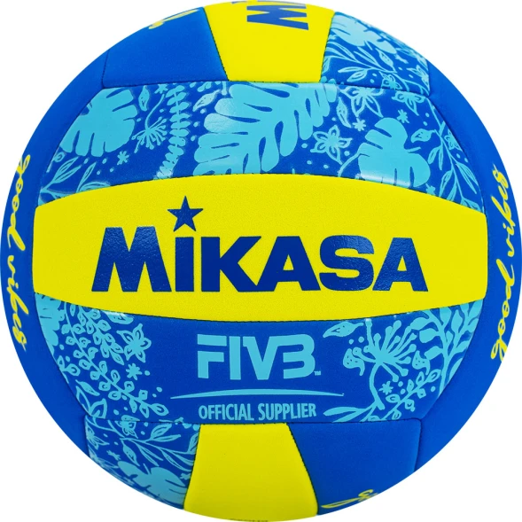 Мяч вол. пляжн. MIKASA BV354TV-GV-YB, синт.кожа (ТПЕ),маш.сш.,18 пан, бут.кам, желто-синий
