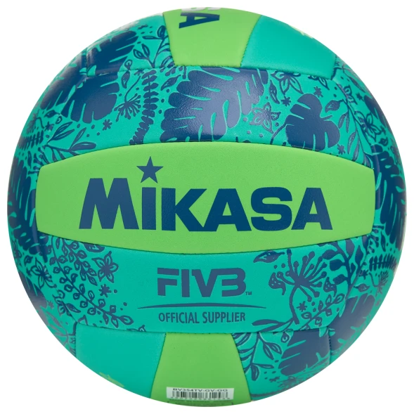 Мяч вол. пляжн. MIKASA BV354TV-GV-GG, синт.кожа (ТПЕ),маш.сш.,18 пан, бут.кам, салатово-синий
