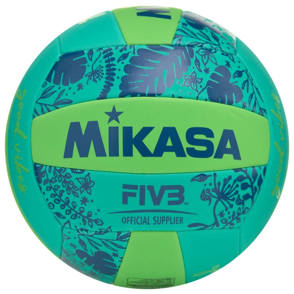 Мяч вол. пляжн. MIKASA BV354TV-GV-GG, синт.кожа (ТПЕ),маш.сш.,18 пан, бут.кам, салатово-синий
