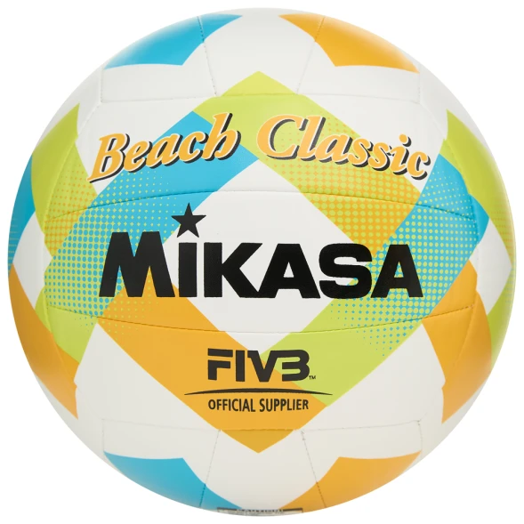 Мяч вол. пляжн. MIKASA BV543C-VXA-LG, 18 панелей, синт.кожа (ТПУ), маш.сш., бут.кам, мультиколор