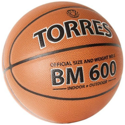 Мяч баск. TORRES BM600, B32025, р.5, ПУ, нейлон. корд, бут. камера, темнокоричневый-черн